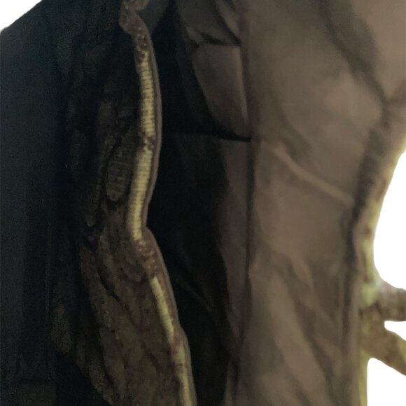 Handcrafted Green Brown Recycled Upholstery Fabric Purse w/Button Closure - Picture 8 of 8